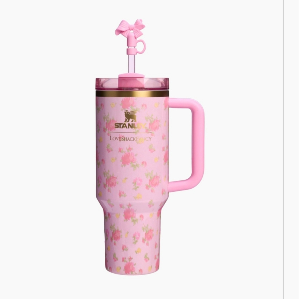 Stanley X LoveShackFancy Quencher H2.0 Flowstate Tumbler, 40 OZ, Pink